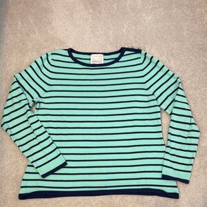 STS L light spring green and navy stripe sweater